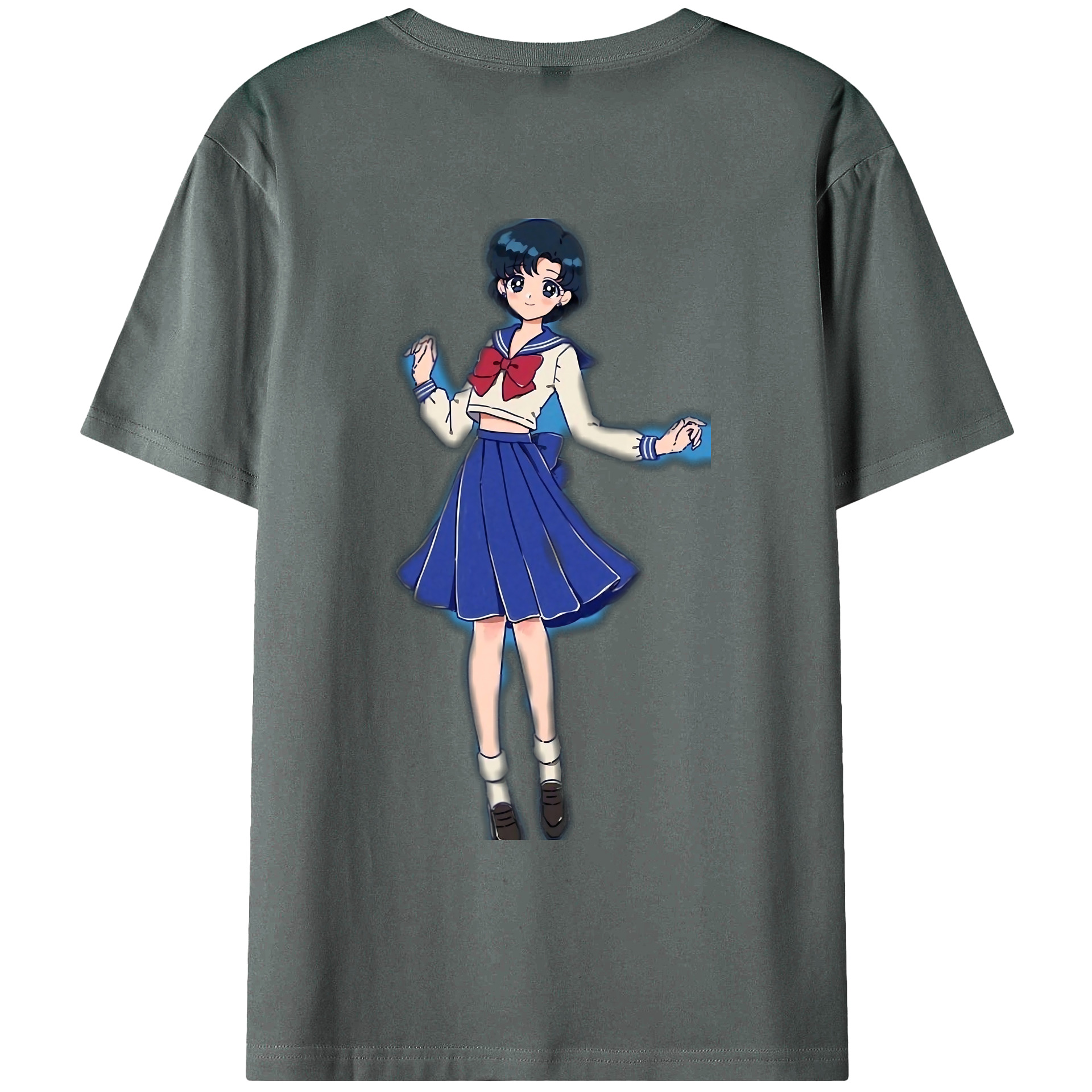 （画像用） 美少女戦士セーラームーン 水野 亜美 みずの あみ Sailor Moon Mizuno Ami 綿100％ メンズ半袖Tシャツ（バックプリント） 通気性
